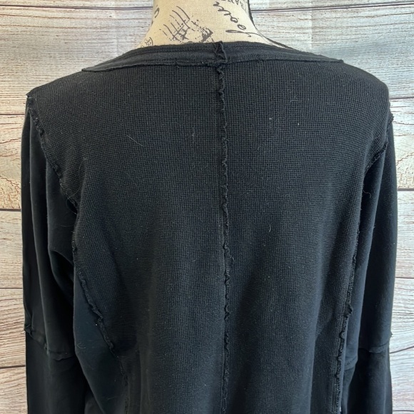 Michael Stars Original Tee Long Sleeves Black Raw Edges One size - Picture 6 of 9